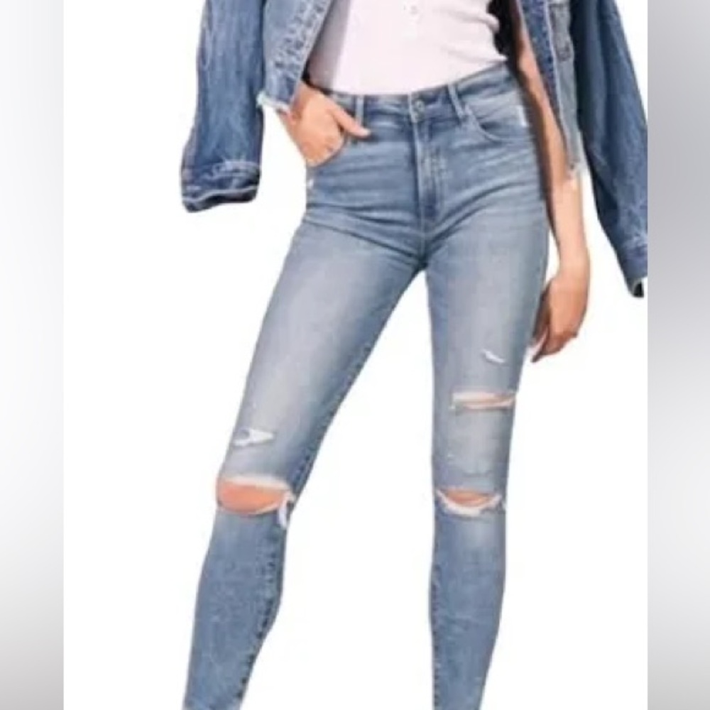 Abercrombie & Fitch Super Skinny Distressed Blue Jeans Size 000 23 NWT - Picture 6 of 6
